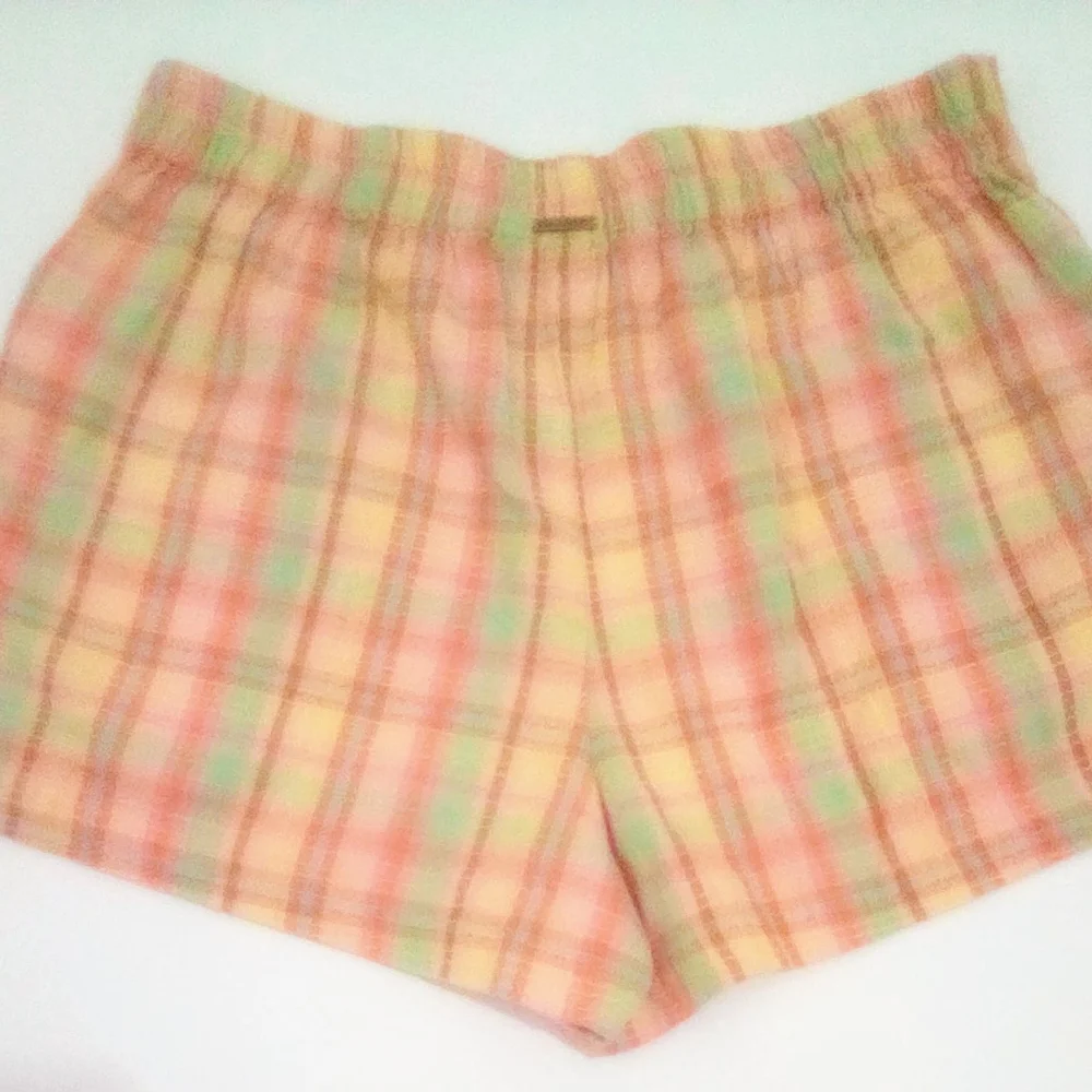 Billabong 100% Cotton Pastel Plaid High Waist Shorts Size M Vacation Summer
